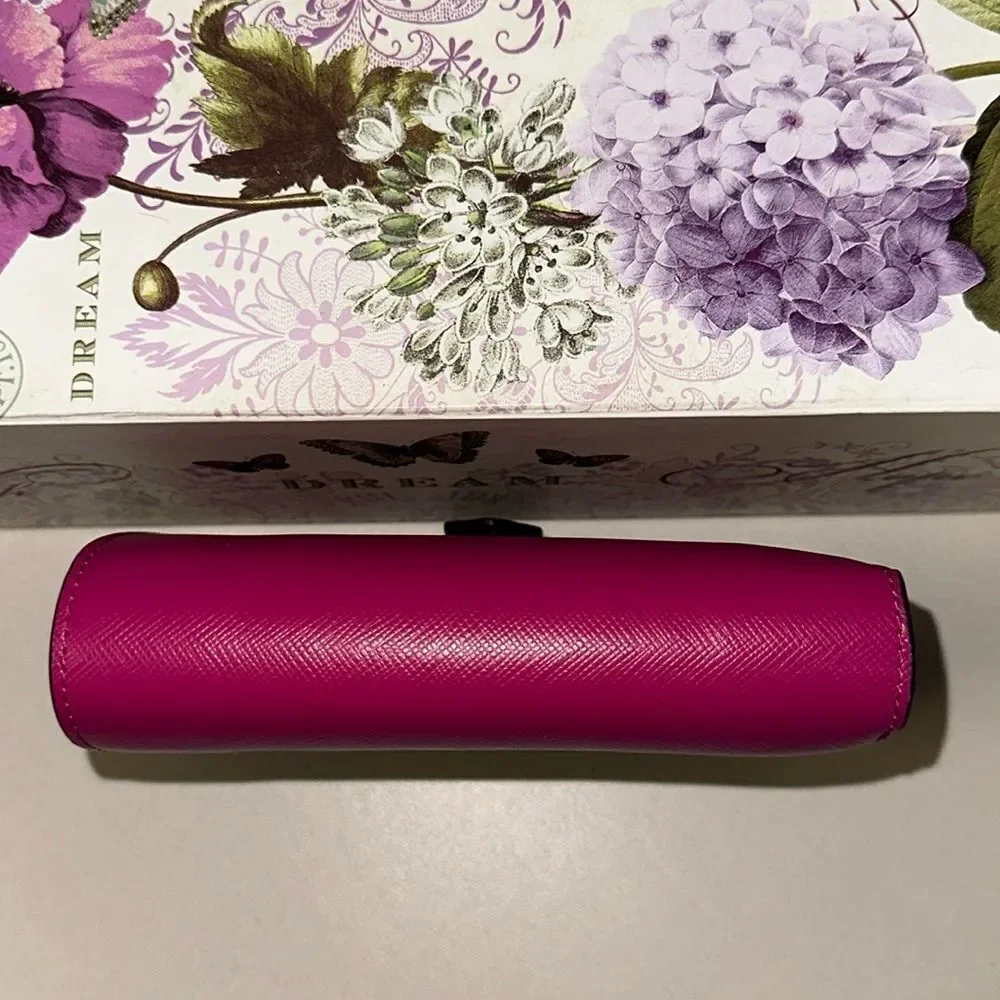 kate spade Fuchsia Pink Burgundy Two Tone Leather Madison Medium Bifold Wallet